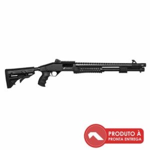 Espingarda CBC Pump Military 3.0 Coronha Retr&aacute;til Calibre 12 Cano 19" com acess&oacute;rios