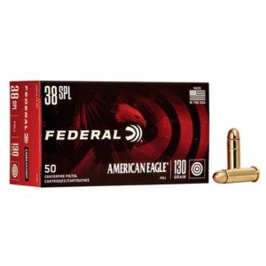 Muni&ccedil;&atilde;o Federal 38 SPL Luger 130gr FMJ American Eagle cx 50un
