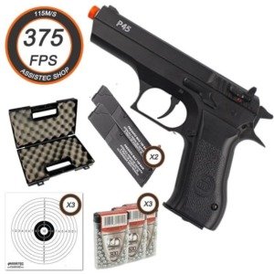 Pistola de Press&atilde;o PCP KWC modelo P45 Cal 4,5mm Full Metal com Esferas de A&ccedil;o