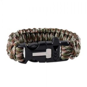 Pulseira Paracord com Apito e Pederneira Multicam
